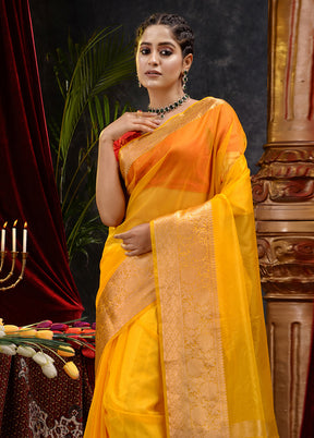 Yellow Organza Saree With Blouse Piece