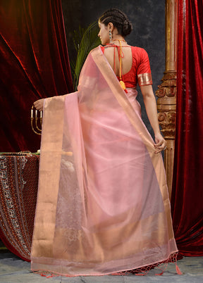 Pink Organza Saree With Blouse Piece