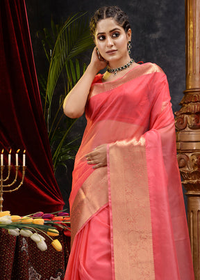 Pink Organza Saree With Blouse Piece