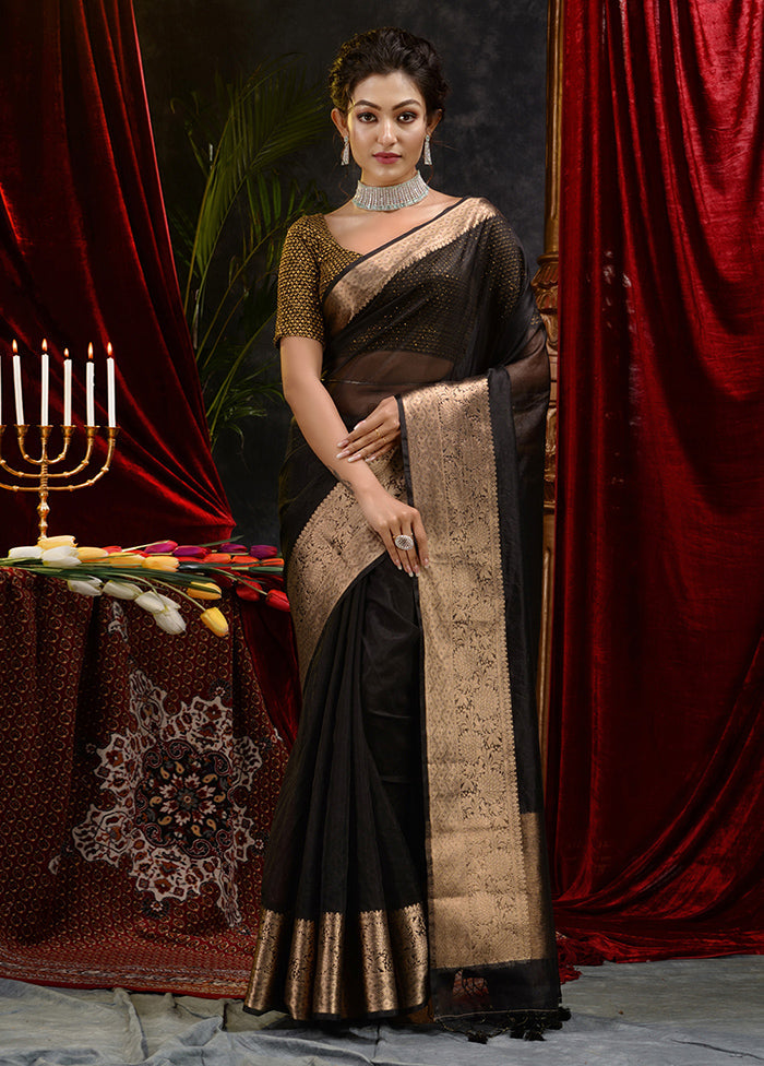 Black Organza Saree With Blouse Piece