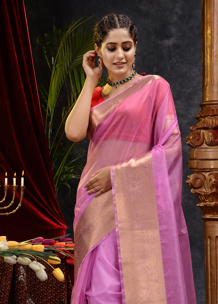 Purple Organza Saree With Blouse Piece