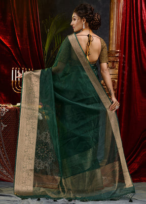 Green Organza Saree With Blouse Piece