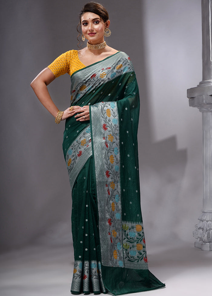 Green Georgette Saree With Blouse Piece