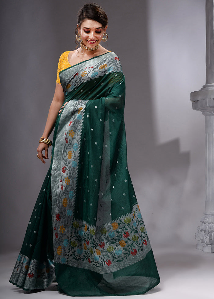 Green Georgette Saree With Blouse Piece