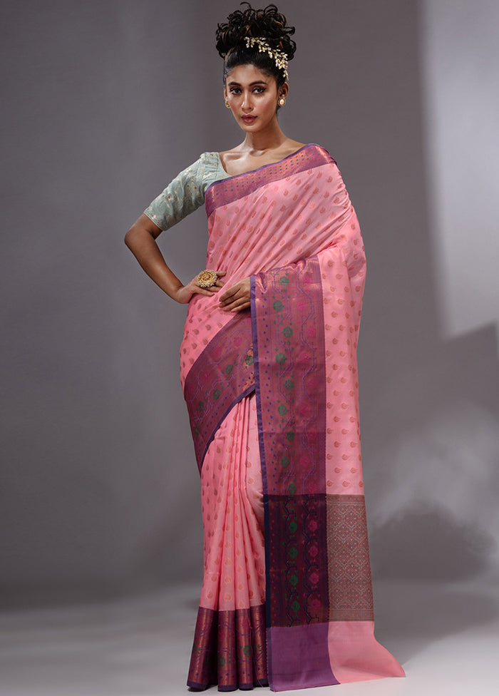 Peach Georgette Saree With Blouse Piece