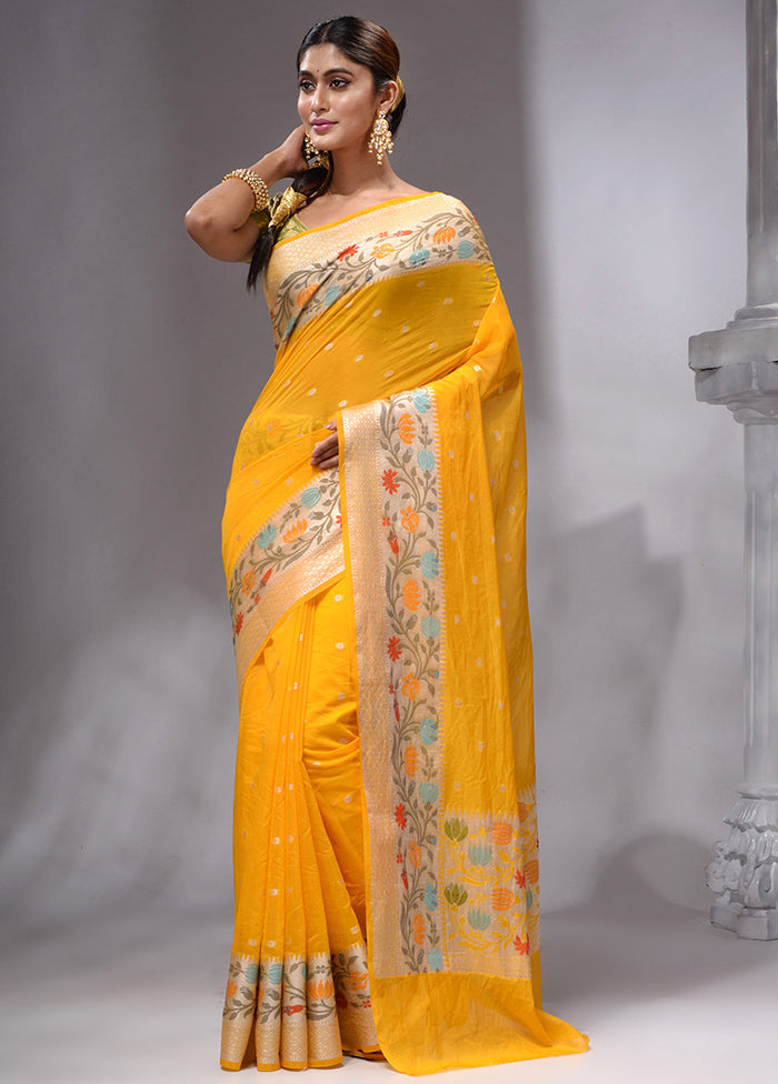 Yellow Georgette Saree With Blouse Piece