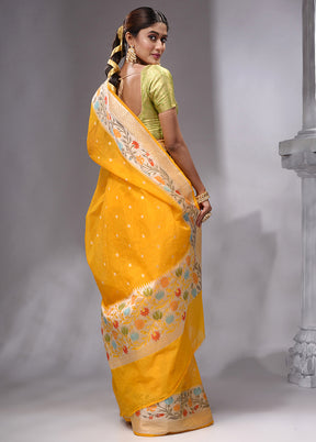 Yellow Georgette Saree With Blouse Piece