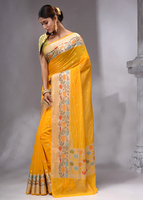 Yellow Georgette Saree With Blouse Piece