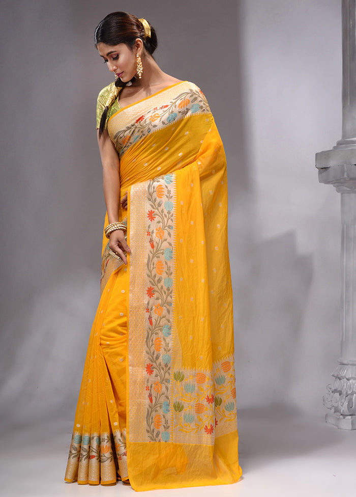 Yellow Georgette Saree With Blouse Piece