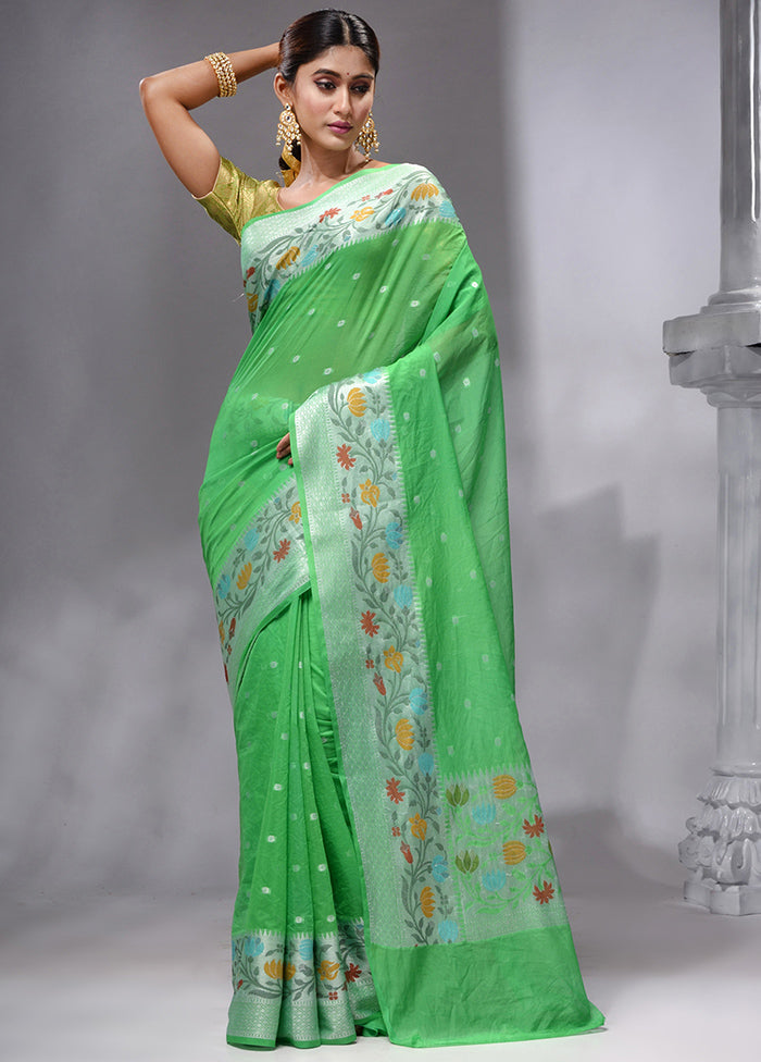 Green Georgette Saree With Blouse Piece