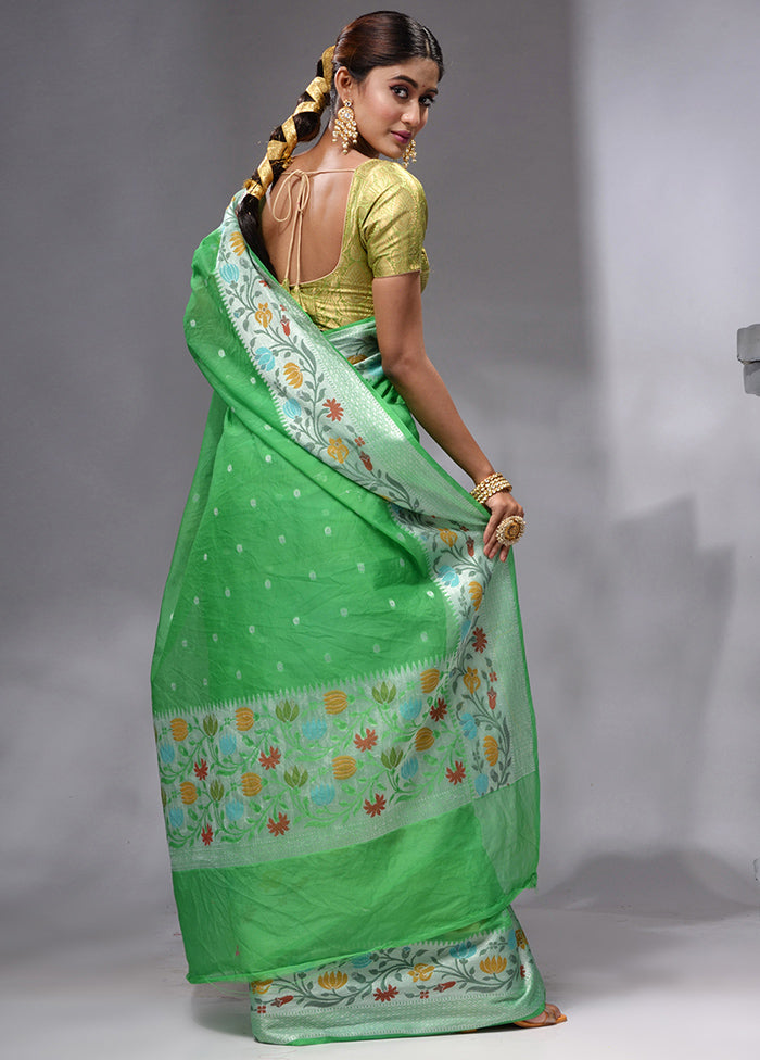 Green Georgette Saree With Blouse Piece