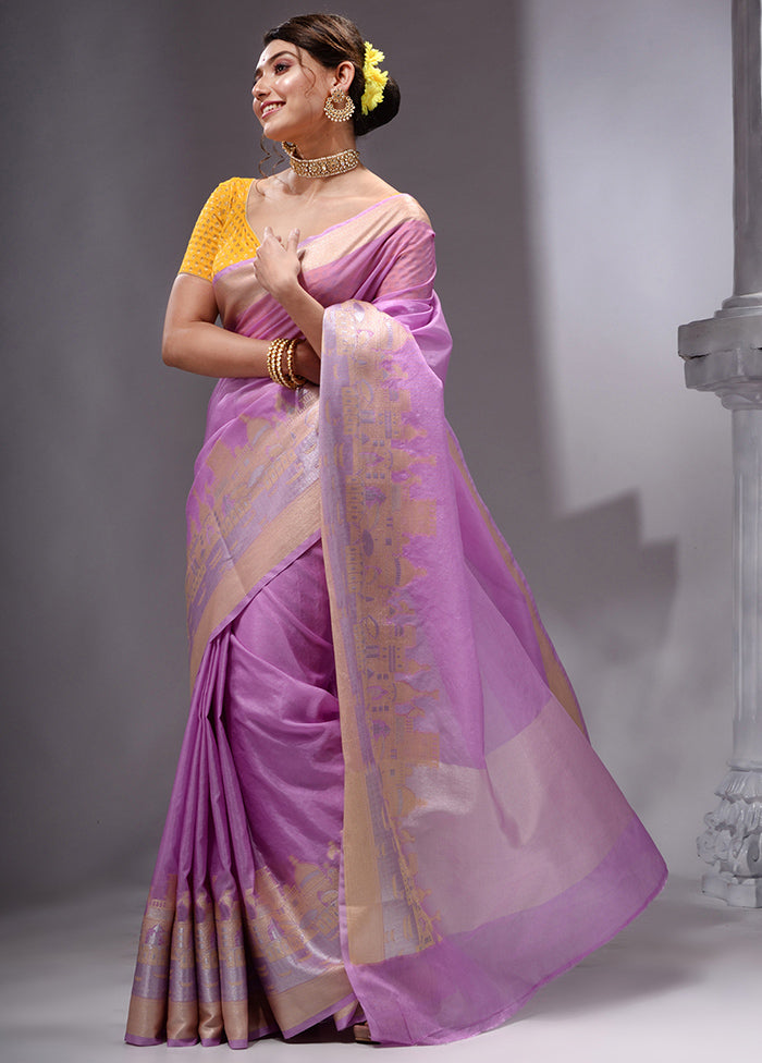 Lavender Georgette Saree With Blouse Piece