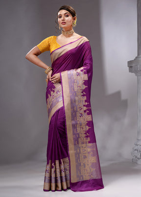 Purple Georgette Saree With Blouse Piece