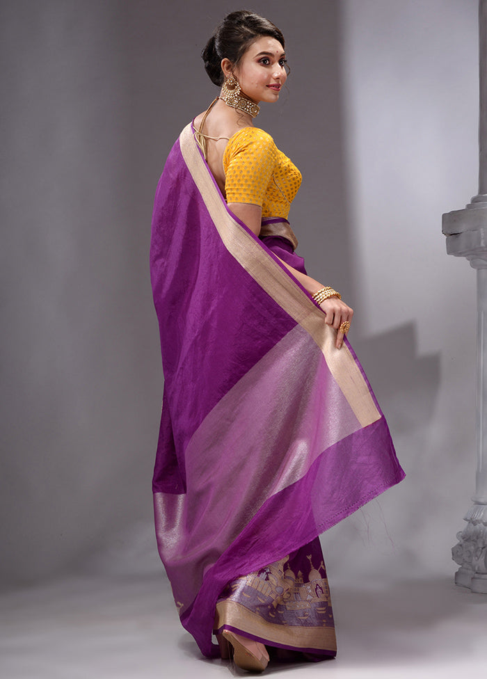 Purple Georgette Saree With Blouse Piece