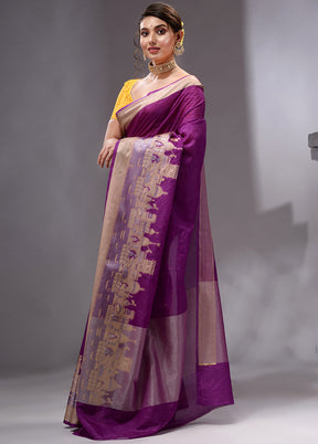 Purple Georgette Saree With Blouse Piece