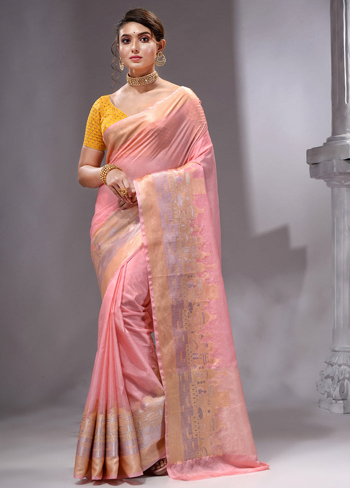 Peach Georgette Saree With Blouse Piece