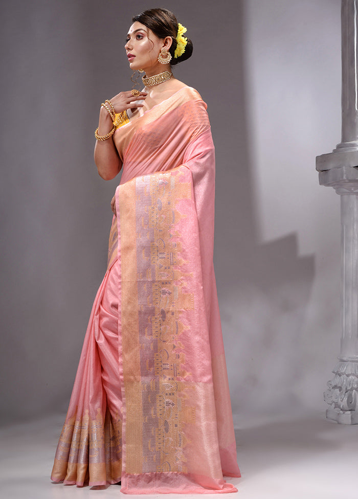 Peach Georgette Saree With Blouse Piece