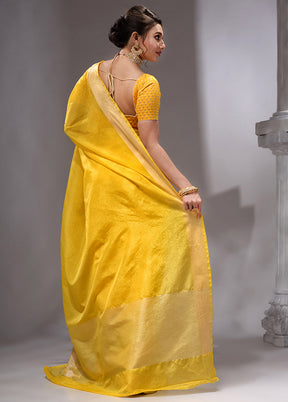 Yellow Georgette Saree With Blouse Piece