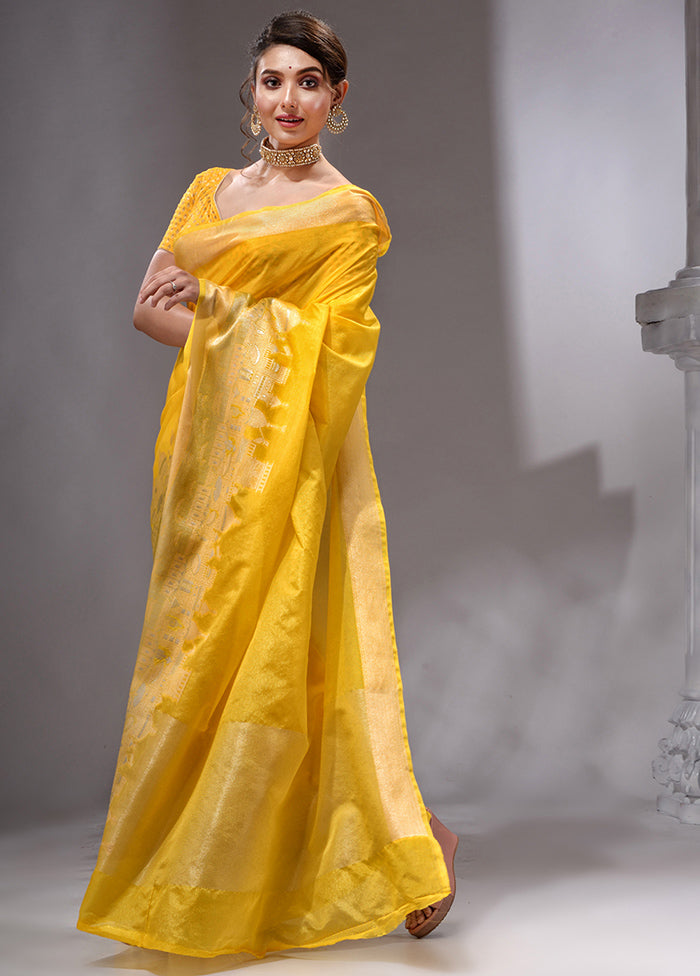 Yellow Georgette Saree With Blouse Piece