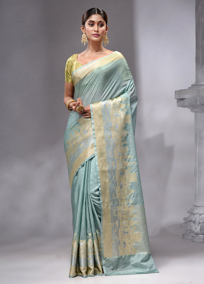 Green Georgette Saree With Blouse Piece