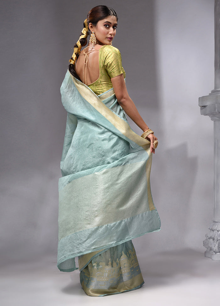 Green Georgette Saree With Blouse Piece