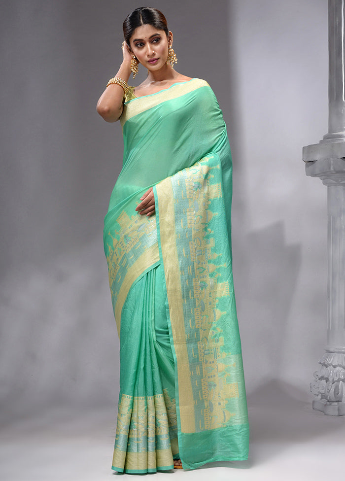 Green Georgette Saree With Blouse Piece