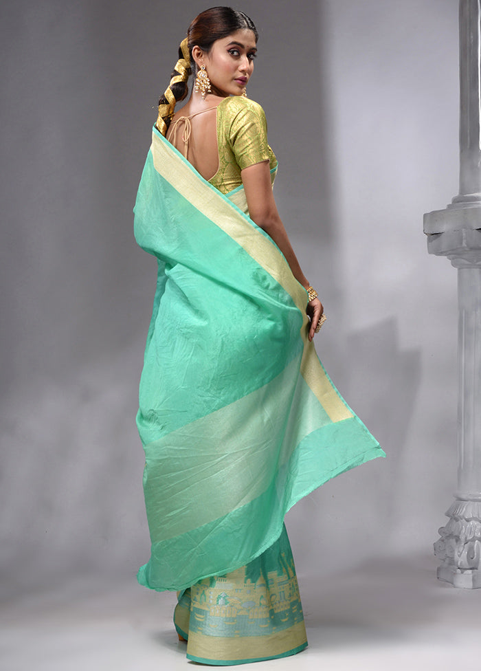 Green Georgette Saree With Blouse Piece