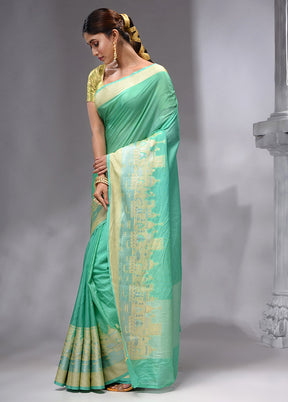 Green Georgette Saree With Blouse Piece