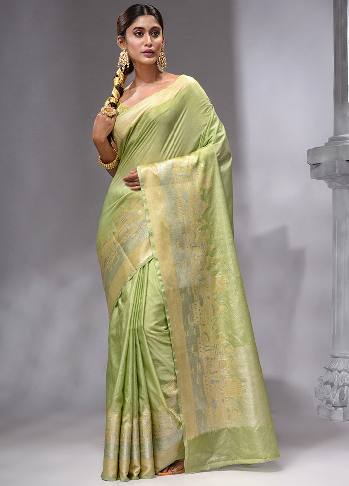 Green Georgette Saree With Blouse Piece