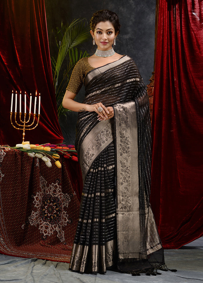 Black Organza Saree With Blouse Piece