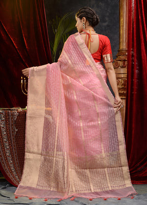 Pink Organza Saree With Blouse Piece