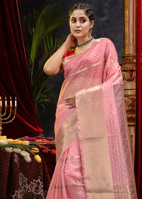 Pink Organza Saree With Blouse Piece