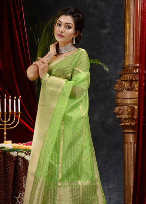 Green Organza Saree With Blouse Piece