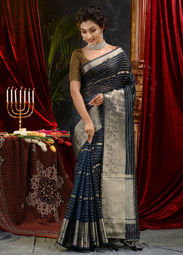 Black Organza Saree With Blouse Piece