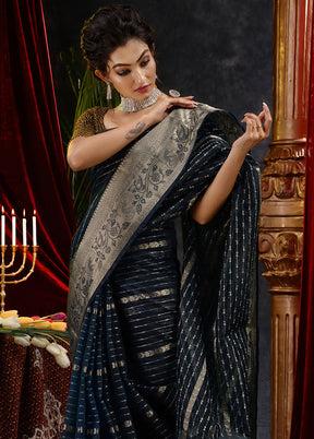 Black Organza Saree With Blouse Piece