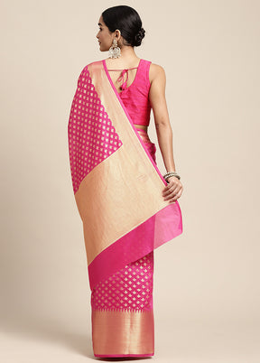 Pink Dupion Silk Saree With Blouse Piece