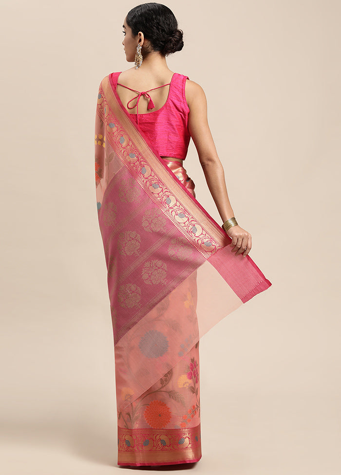 Pink Organza Saree With Blouse Piece