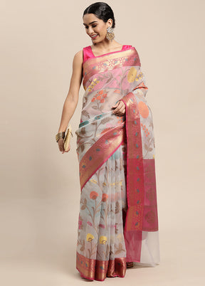 Grey Organza Saree With Blouse Piece