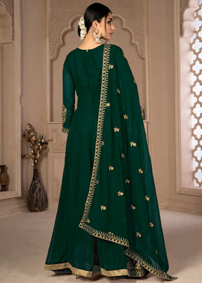 3 Pc Green Unstitched Georgett Suit Set With Dupatta