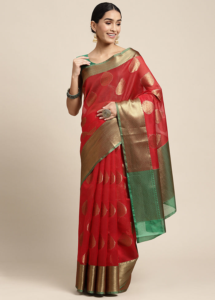 Maroon Spun Silk Saree With Blouse Piece