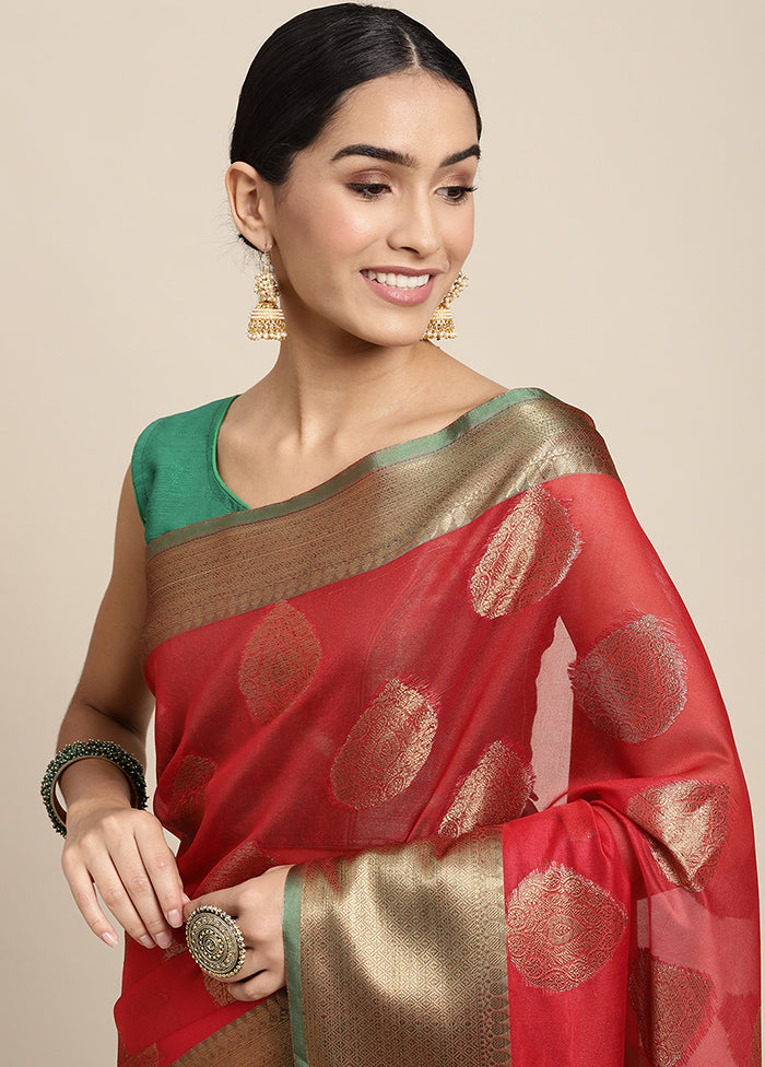 Maroon Spun Silk Saree With Blouse Piece