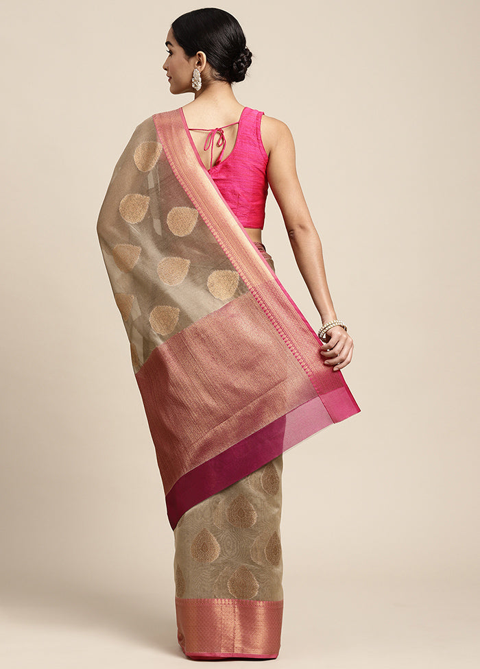 Beige Spun Silk Saree With Blouse Piece