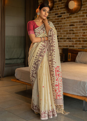 Red Pure Cotton Saree With Blouse Piece