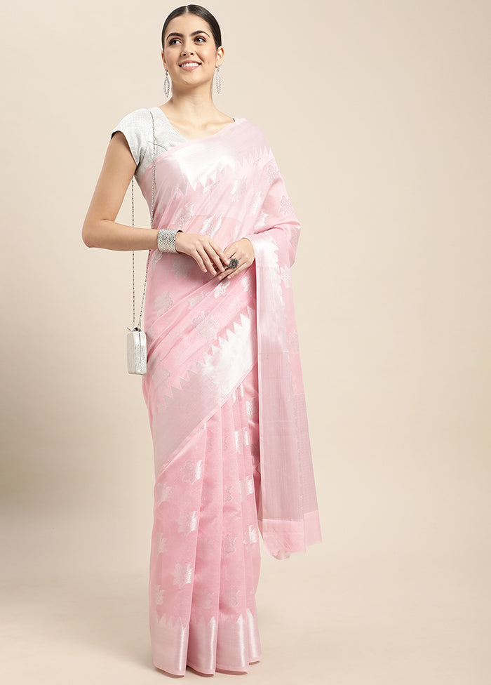 Pink Organza Saree With Blouse Piece