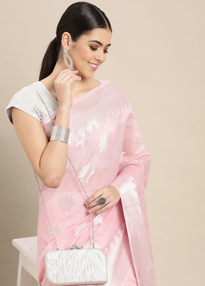 Pink Organza Saree With Blouse Piece