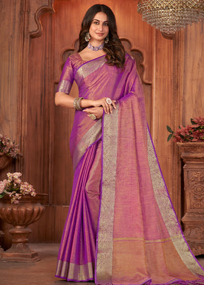 Purple Cotton Saree With Blouse Piece