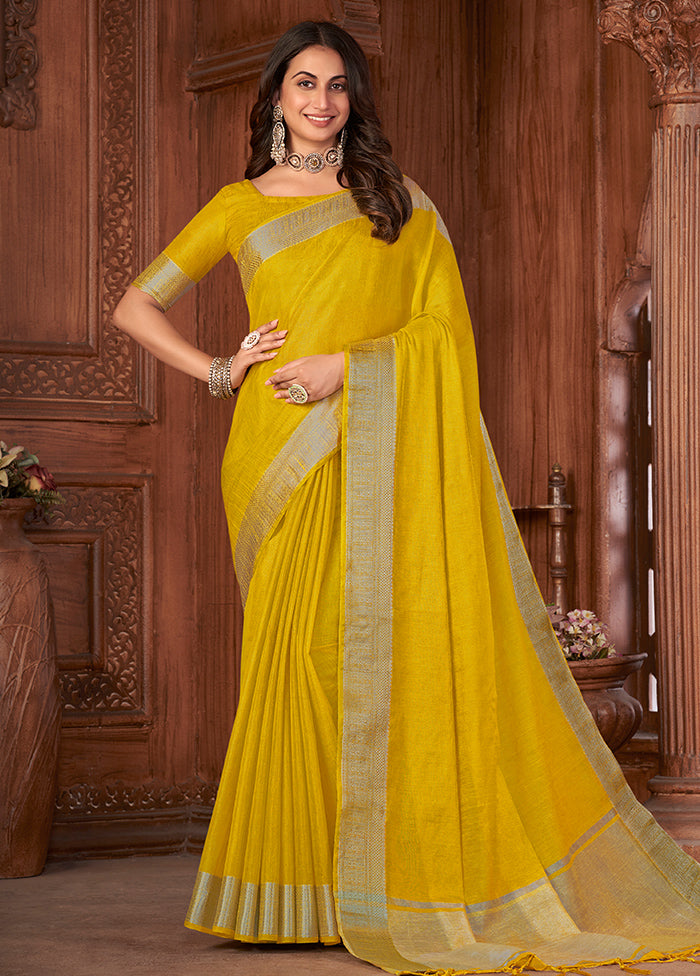 Gold Cotton Saree With Blouse Piece