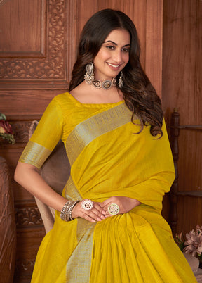 Gold Cotton Saree With Blouse Piece