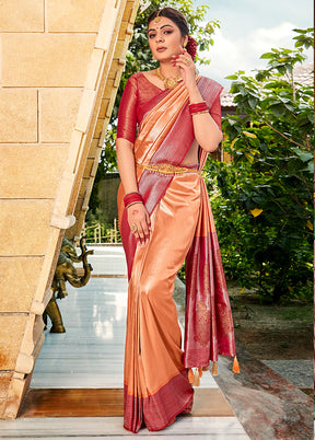 Multicolor Kanjivaram Silk Saree With Blouse Piece