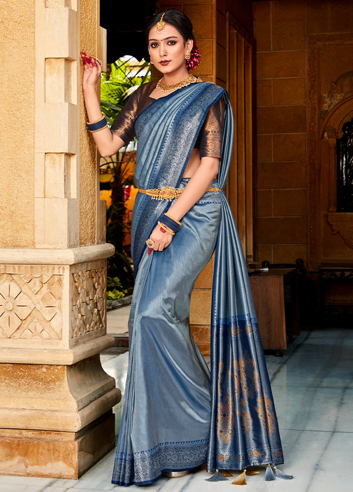 Multicolor Kanjivaram Silk Saree With Blouse Piece